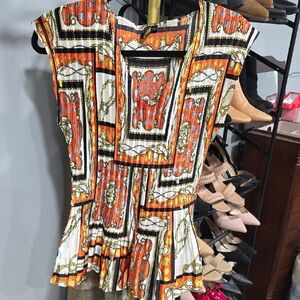 Milano Orange and Black Patterned Blouse